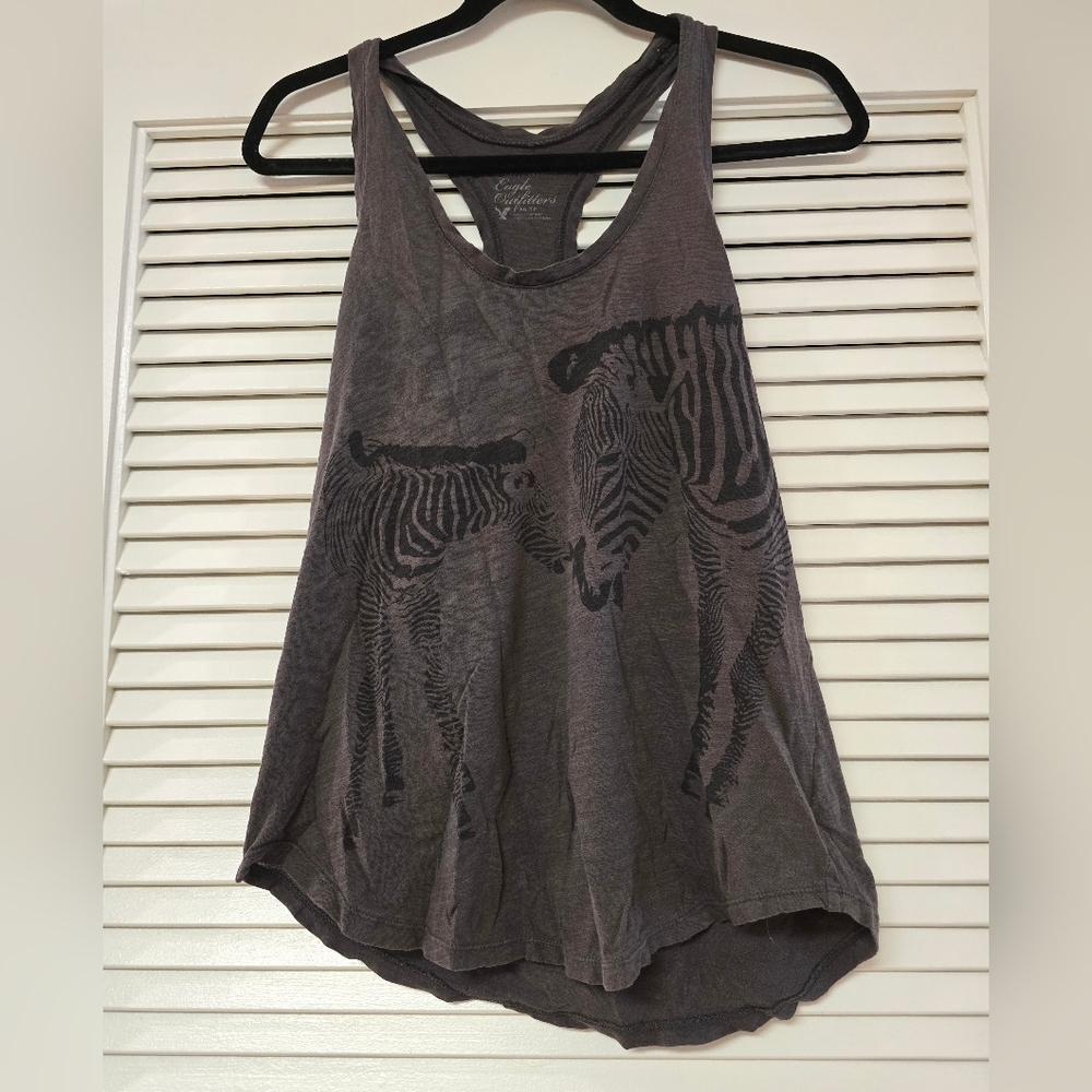 American Eagle Outfitters - Zebra 100% Cotton Racerback Casual Sleeveless Top